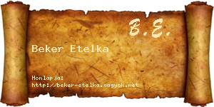 Beker Etelka névjegykártya